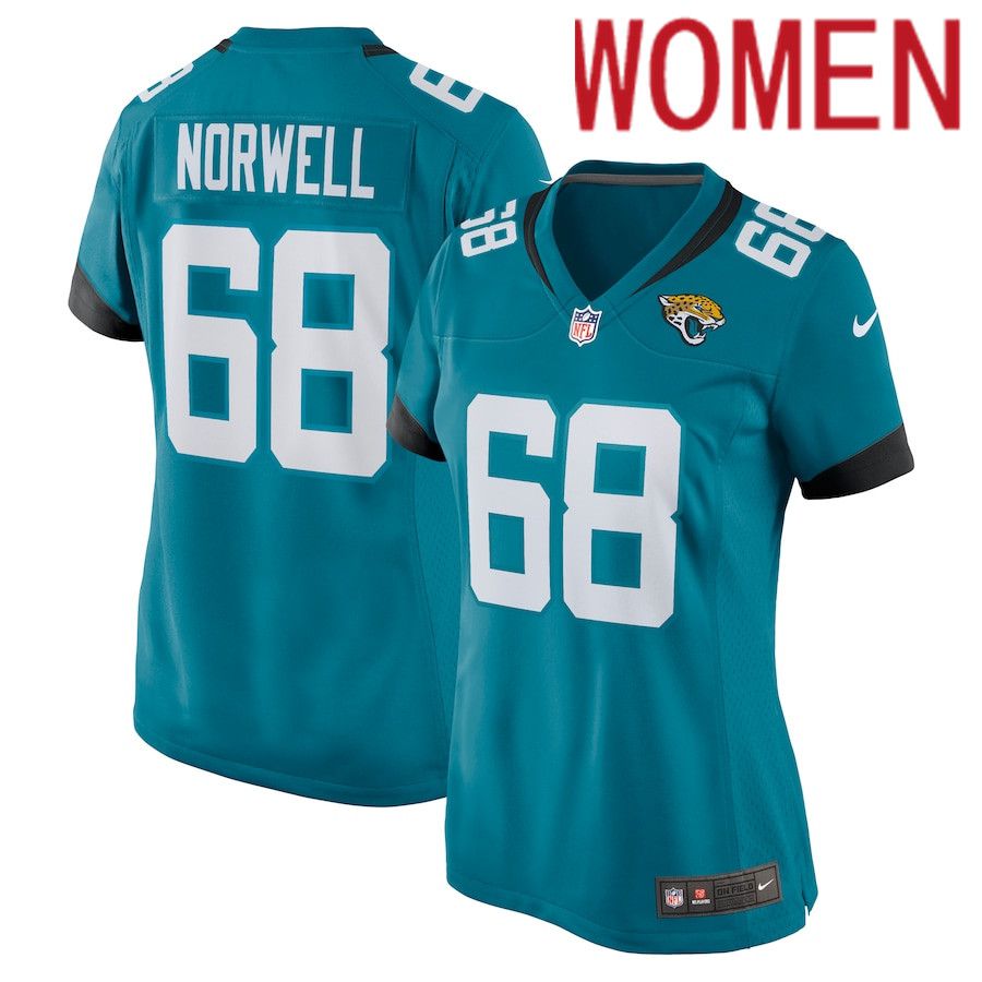 Women Jacksonville Jaguars #68 Andrew Norwell Nike Green Nike Game NFL Jersey->women nfl jersey->Women Jersey